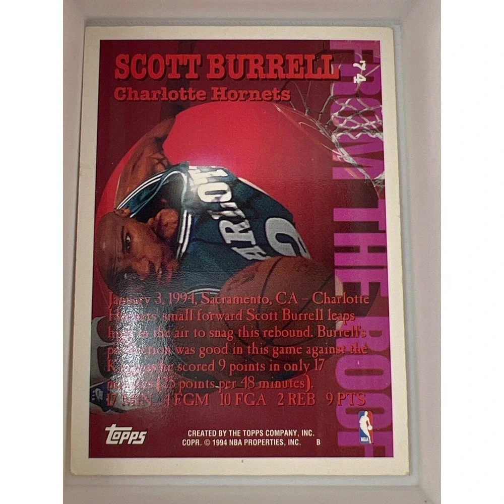 1994 Topps From The Roof Scott Burrell Charlotte Hornets Card 74 Basketball